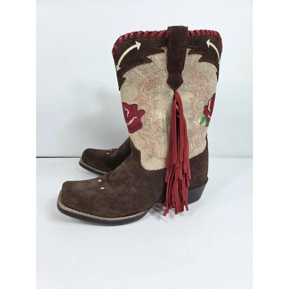 Ariat X Rodeo Quincy Futurity Western Boots Girls Sz 3.5 / Women 5 Rose Print